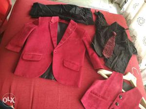 Maroon velvet three piece suit for boys age