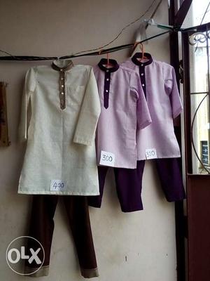 Men's Two Pink And One Beige Sherwani Suits