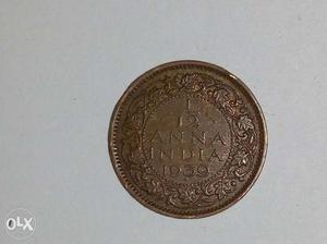 Old Coin Of British Times. 1/12 ANNA. GEORGE 6