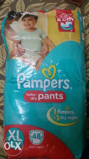 Pampers baby dry pants diapers. A pack of 48 XL