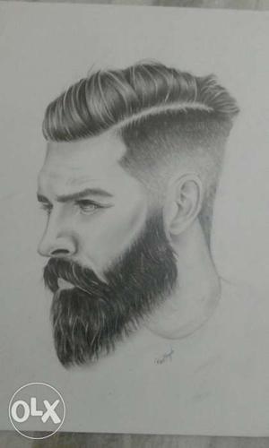 Pencil sketch of a beard man