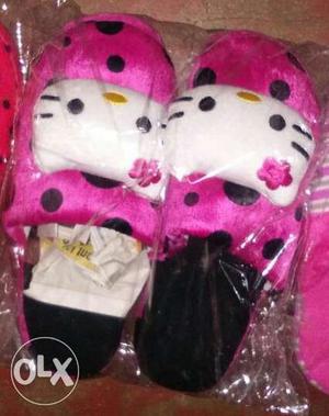 Pink-and-black Hello Kitty Slide Sandals