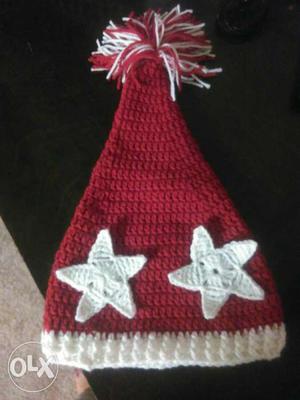 Red And White Knitted Santa Claus Hat