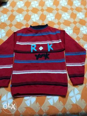 Red and blue striped sweater size 34