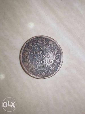 This is a coin of quater anna ()