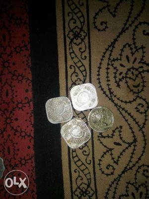 Three 5 And One 25 Indian Paise Coins