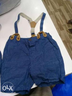 Toddler's Blue Shorts With Suspenders