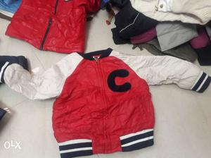 Toddler's Red And White Letterman Jacket