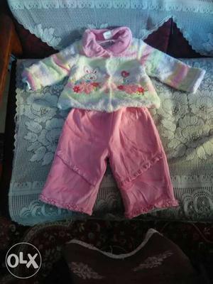 Toddler's White, Green And Pink Jacket And Pants