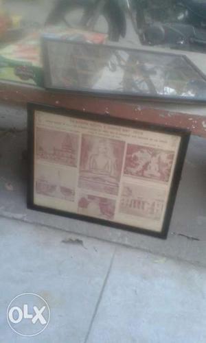 Very old teakwood photo frame of shri lord mahavir sami