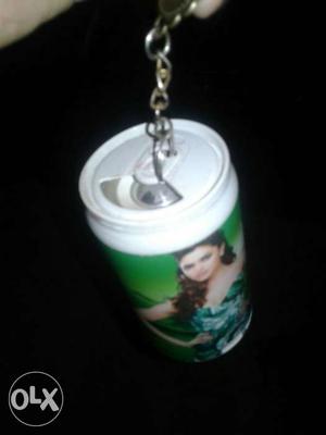 White And Green Can Keychain