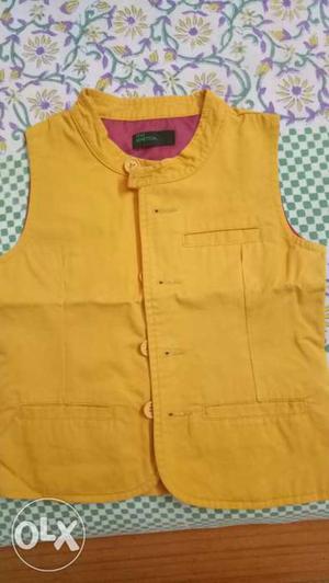 Yellow Nehru jacket for kids 3-4yrs