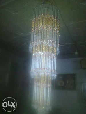 4-tier Yellow And White Crystal Chandelier