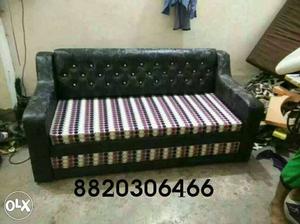 Black And Purple Fabric Sofa