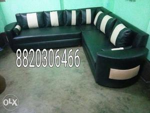 Brand new black off white sectional sofa