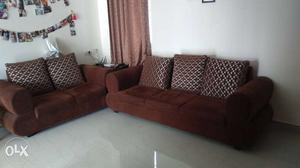 Dark brown color neetly maintained 3+2 sofa set