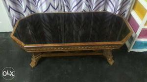 Octagonal Brown And Black Wooden Coffee Table