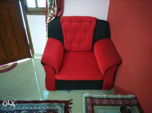 Red And Black Fabric Sofa Chair