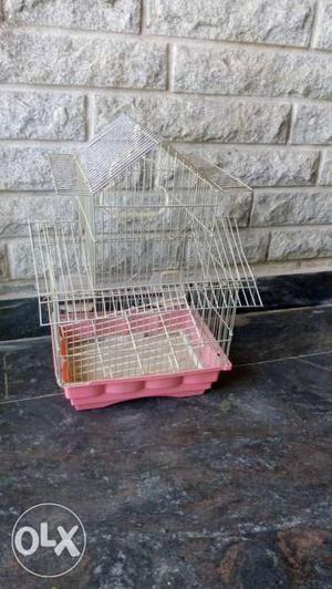 White And Pink Bird Cage