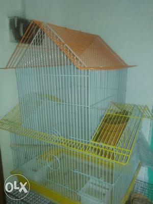 White And Yellow Steel Bird Cage