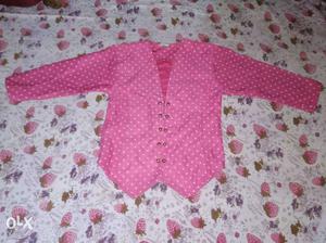 Baby's Pink And White Knitted Onesie