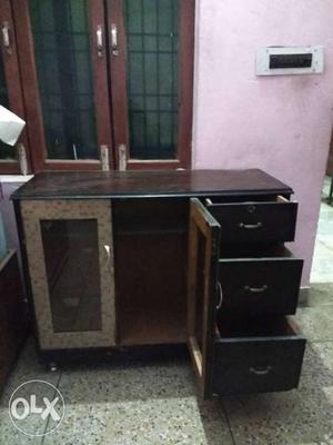 Black And Brown Wooden Cupboard