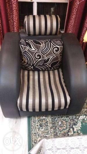 Black And White Stripe Fabric Sofa Chair