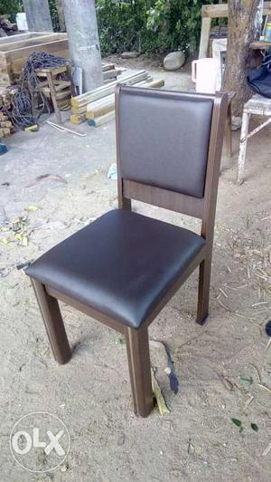 Black Leather Padded Brown Wooden Chair