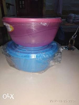 Blue And Pink Plastic Container 2 set of 5 each air tight