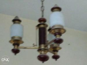Gold And White Chandelier n two single lights. Total set of