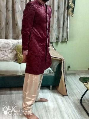Marriage servani. Maroon colour with pattern and