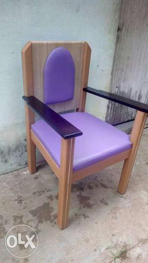Purple And Brown Wooden Chair