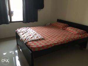 Queen size bed with kurlon mattress + 2 door wodden wardrobe