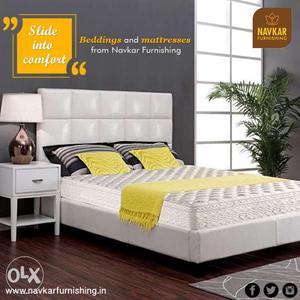 Quilted White Mattress And Yellow Bed Runner