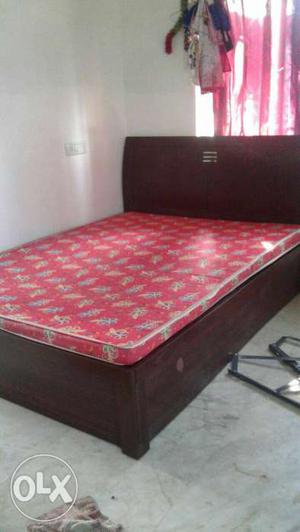 Red Mattress With Brown plywood hydraulic system Bed