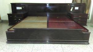 Teak Wood Bed with a TV console