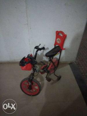 Toddler's Red And Black Bicycle With Training Wheels