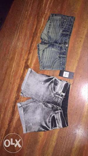 Two Blue And Gray Denim Shorts BRAND NEW
