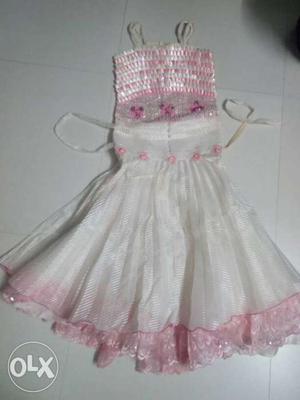 White And Pink Spaghetti Strap Dress