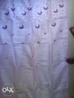 White And Purple Monogrammed Sheet