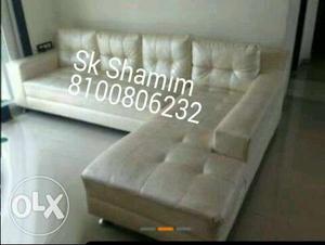 White Suede Corner Couch