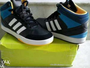 ADDIDAS NEO Pair Of Black-blue-and-yellow High-top Shoes