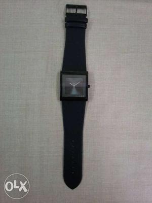 Black And Silver Watch With Black Strap