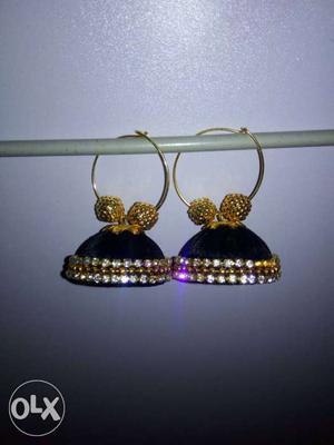 Diamond Encrusted Gold-colored Jhumka Earrings