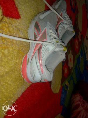 Gray-and-pink Reebok Running Shoes