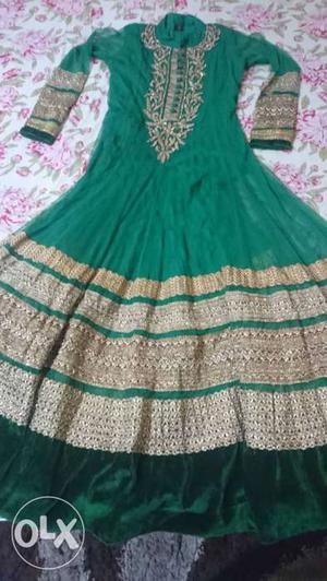 Green Floor touch anarkali suit with dupatta