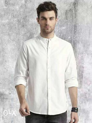 New Unused Roadster Men White Solid Oxford Shirt Size 40
