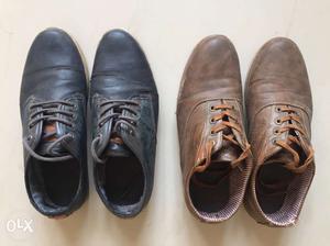 Pair Of Black And Brown Leather Shoes-41/7 size