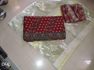 Red And Black Floral Dupatta Scarf