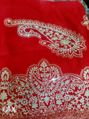 Red And Gray Floral Dupatta Scarf